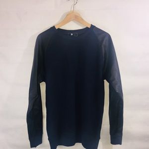 FAUX LEATHER RAGLAN SWEATER